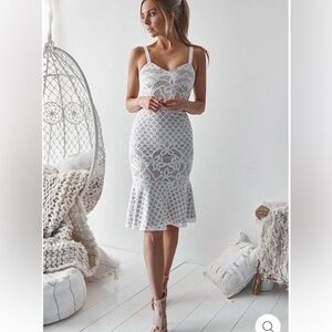 White/ beige lace cocktail dress size L